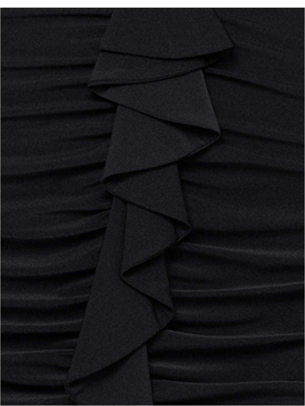XSCAPE Modest Black V-Neck Ruched Asymmetrical Hemline Long Gown Dolman Sleeve 8 - Picture 5 of 7